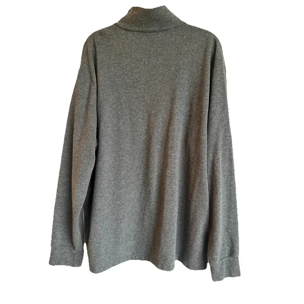 Polo Ralph Lauren Sweater Mens 2XL Gray Cotton Quarter Zip Mock Neck Estate Rib